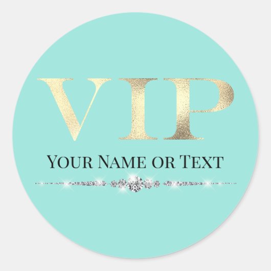 Glanzend Goud VIP op Teal Ronde Sticker (Voorkant)