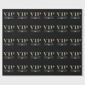 Glanzend Goud VIP op Zwart Cadeaupapier (Vlak)