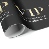 Glanzend Goud VIP op Zwart Cadeaupapier (Rol Hoek)