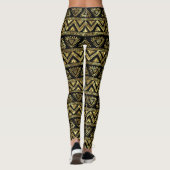 Glanzend Goud & Zwart Tribal Geometrisch Patroon Leggings (Achterkant)