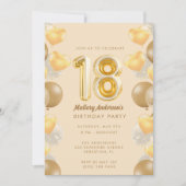 Glanzend Gouden 18e Verjaardagsfeest  Kaart (Voorkant)