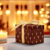 Glanzend gouden Art Deco patroon op bruin rood Cadeaupapier