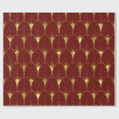 Glanzend gouden Art Deco patroon op bruin rood Cadeaupapier (Vlak)