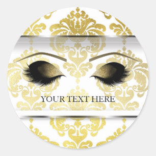 Glanzend Gouden Damast Vintage Glam Make-up Wimper Ronde Sticker