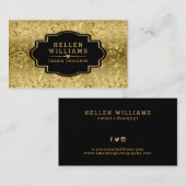 Glanzend gouden folie damast patroon visitekaartje (Voorkant / Achterkant)