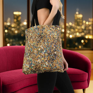 Glanzend Gouden Glitter Blauwe Groene Fonkelende L Tote Bag
