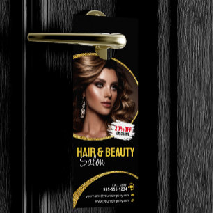 Glanzend Gouden Glitter Haar Stylist Schoonheidssa Deurhanger