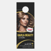 Glanzend Gouden Glitter Haar Stylist Schoonheidssa Deurhanger (Voorkant)