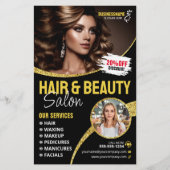 Glanzend Gouden Glitter Haar Stylist Schoonheidssa Flyer (Voorkant)