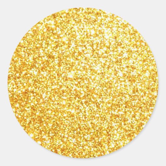 Glanzend Gouden Glitter Lege Sjabloon Klassiek Ronde Sticker (Voorkant)