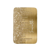 Glanzend Gouden Glitterdruppels Glam Naam Badmat (Voorkant Verticaal)