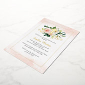 Glanzend Gouden Kruis  Bloemendoop Folie Uitnodiging (Gedraaid)