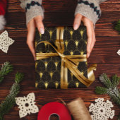 Glanzend gouden kunst Deco-patroon op zwart Cadeaupapier