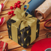 Glanzend gouden kunst Deco-patroon op zwart Cadeaupapier