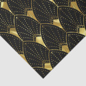 Glanzend gouden kunst Deco-patroon op zwart Tissuepapier (Detail)