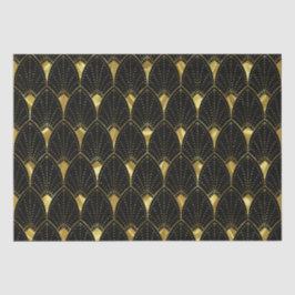 Glanzend gouden kunst Deco-patroon op zwart Tissuepapier