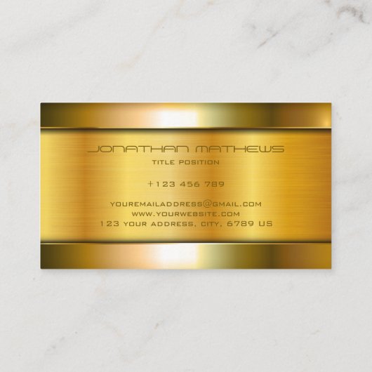 Glanzend Gouden Metaalblik Luxe Roestvrij staal Visitekaartje (Achterkant)