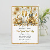 Glanzend gouden nieuwjaarsfeest op witte ondergron kaart (Staand voorkant)