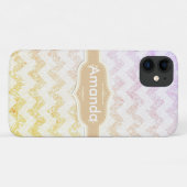 *~* Glanzend Gouden Ombre Glitter Chevron  Lavende Case-Mate iPhone Case (Achterkant (horizontaal))