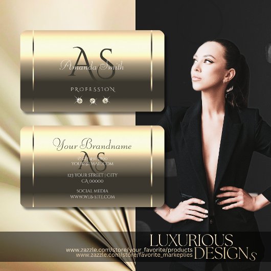 Glanzend Gouden Optiek Sparkling Diamonds Initiale Visitekaartje