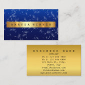 Glanzend Gouden Paardebloem Confetti Blauw Marine  Visitekaartje (Voorkant / Achterkant)