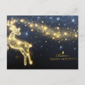 Glanzend Gouden Rendier Vrolijke Kerstvakantie Briefkaart (Voorkant)