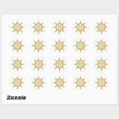 Glanzend Gouden Scheepsstuurwiel Ronde Sticker (Vel)