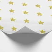 Glanzend Gouden ster Glamoureus Ontwerp Wit Cadeaupapier (Hoek)