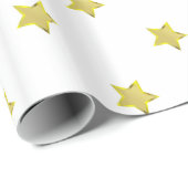 Glanzend Gouden ster Glamoureus Ontwerp Wit Cadeaupapier (Rol Hoek)