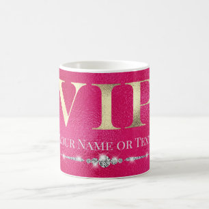 Glanzend Gouden VIP op Heet Roze Koffiemok