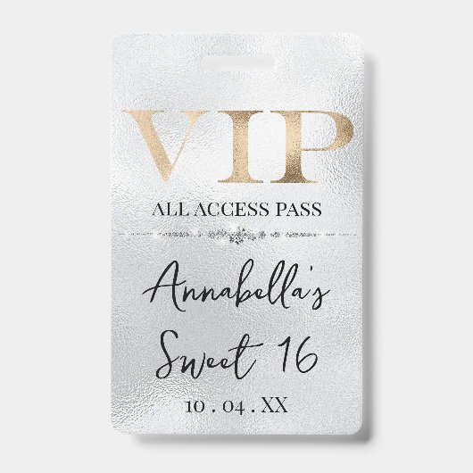 Glanzend Gouden VIP op Zilver Badge (Voorzijde)