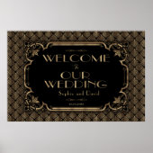 Glanzend gouden zwart huwelijks welkomstbord poster (Voorkant)