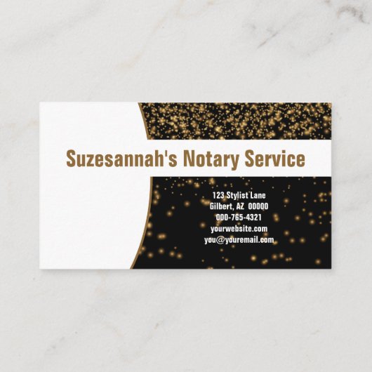 Glanzend goudglitter op zwart, aangepast geluid visitekaartje (Achterkant)