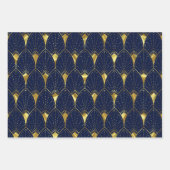 Glanzend goudkleurig deco-patroon op zwart, rood, inpakpapier vel (Voorkant 3)