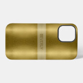 Glanzend goudmetaal met Gepersonaliseerd naam iPhone Hoesje (Achterkant horizontaal)