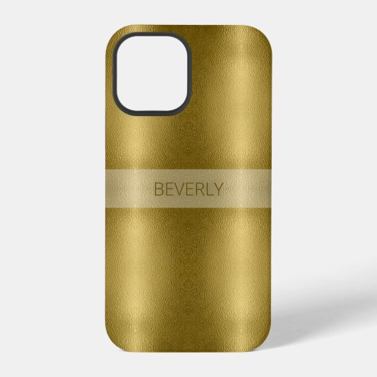 Glanzend goudmetaal met Gepersonaliseerd naam iPhone Hoesje (Achterkant)