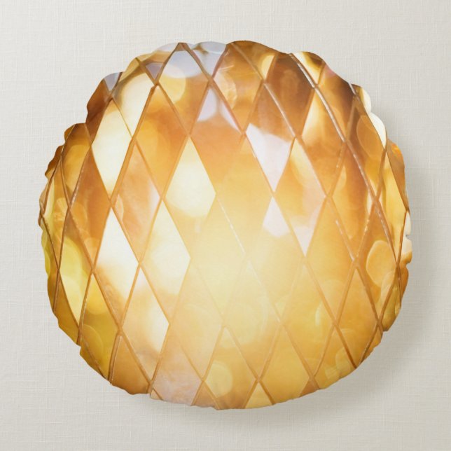 Glanzend goudmozaïekglas rond kussen (Voorkant)