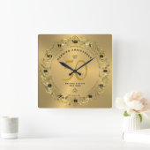 Glanzend goudzwijn Cirkel 50ste bruiloft Vierkante Klok (Huis)