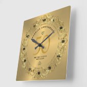 Glanzend goudzwijn Cirkel 50ste bruiloft Vierkante Klok (Hoek)