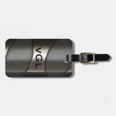 Glanzend Grijs Metallic Modern Geometrisch Ontwerp Bagagelabel (Voorkant horizontaal)