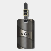 Glanzend Grijs Metallic Modern Geometrisch Ontwerp Bagagelabel (Voorkant verticaal)