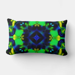 Glanzend groen en blauw fractal ontwerp kussen