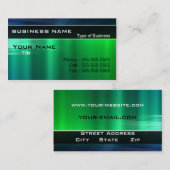 Glanzend groen en blauw metaal kijken visitekaartje (Voorkant / Achterkant)