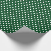 Glanzend groen en wit poka stip kerstmis cadeaupapier (Hoek)