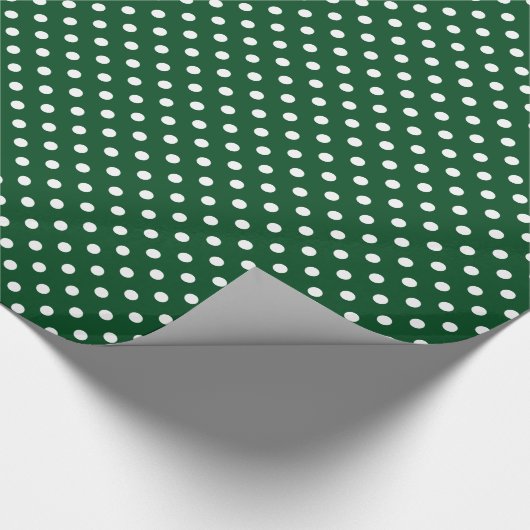 Glanzend groen en wit poka stip kerstmis cadeaupapier (Hoek)