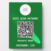 Glanzend Groen Leren Gratis Wifi Scan & QR Code Fotoplaat (voorkant)