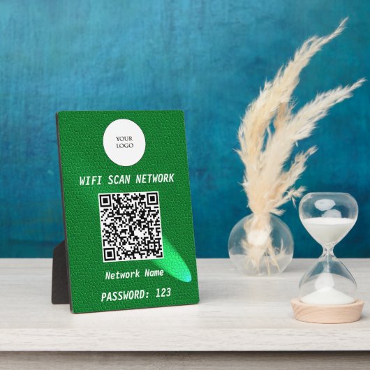 Glanzend Groen Leren Gratis Wifi Scan & QR Code Fotoplaat (Zijkant)