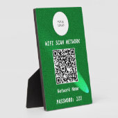 Glanzend Groen Leren Gratis Wifi Scan & QR Code Fotoplaat (Zijkant)