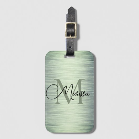 Glanzend groen monogram bagagelabel (Voorkant (verticaal))
