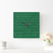 Glanzend groen & zilver glitter vierkante klok (Huis)